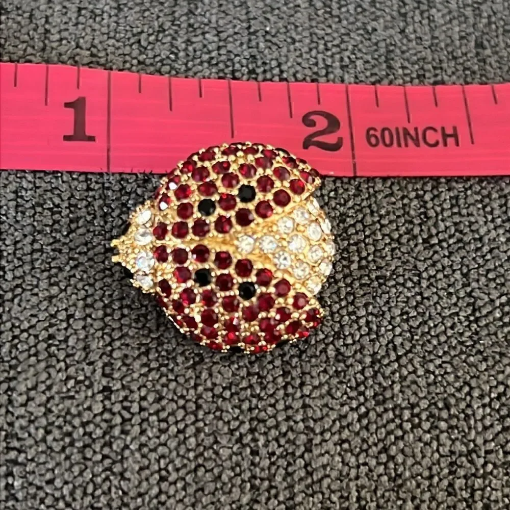 Gorgeous. Vintage Monet Red Rhinestone Ladybug Brooch